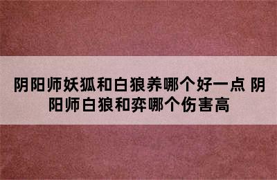 阴阳师妖狐和白狼养哪个好一点 阴阳师白狼和弈哪个伤害高